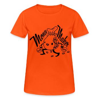 Geldsack Money Maker Dollar - Frauen T-Shirt atmungsaktiv - Neonorange - Vorne - AI Model Female 172 dark (172cm)