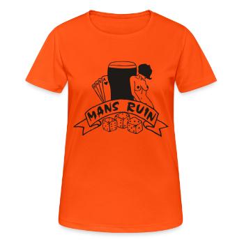 Mans Ruin Sex Drugs Rock and Roll Pinup Girl - Frauen T-Shirt atmungsaktiv - Neonorange - Vorne - AI Model Female 172 dark (172cm)