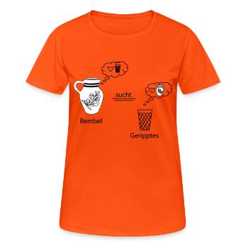 Bembel et bulles de pensée nervurées - T-shirt respirant Femme - orange néon - Devant - AI Model Female 172 dark (172cm)