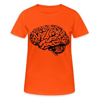 Gehirn - Frauen T-Shirt atmungsaktiv - Neonorange - Vorne - AI Model Female 172 dark (172cm)