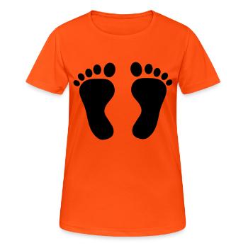 Baby Inside foot - Frauen T-Shirt atmungsaktiv - Neonorange - Vorne - AI Model Female 172 dark (172cm)