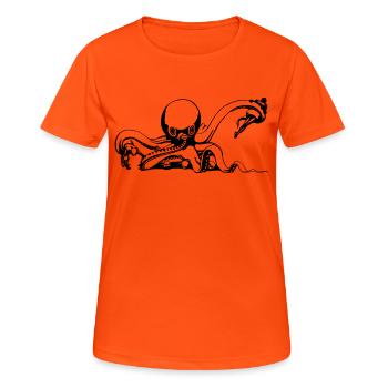 squid giant octopus octopus octopus squid sepia fish - Women's Breathable T-Shirt - neon orange - Front - AI Model Female 172 dark (172cm)