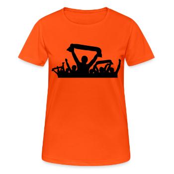 Fans Schal - Frauen T-Shirt atmungsaktiv - Neonorange - Vorne - AI Model Female 172 dark (172cm)