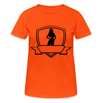 Text einfügen Girl - Frauen T-Shirt atmungsaktiv - Neonorange - Vorne - AI Model Female 172 dark (172cm)