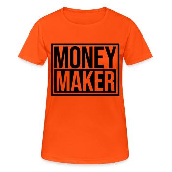 Money Maker Schild Reich - Frauen T-Shirt atmungsaktiv - Neonorange - Vorne - AI Model Female 172 dark (172cm)