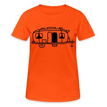 Comic Design Camping Cart - Women's Breathable T-Shirt - neon orange - Front - AI Model Female 172 dark (172cm)