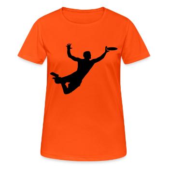 Ultimate Frisbee Guy - Frauen T-Shirt atmungsaktiv - Neonorange - Vorne - AI Model Female 172 dark (172cm)
