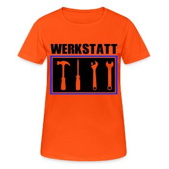 werkzeug werkstatt - Frauen T-Shirt atmungsaktiv - Neonorange - Vorne - AI Model Female 172 dark (172cm)