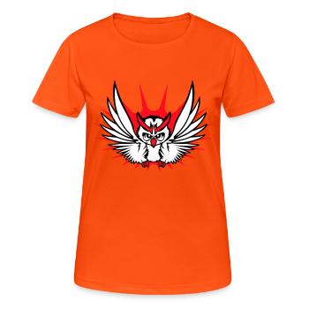 Eule Vogel Uhu Nachtvogel Schleiereule fliegt Cool - Frauen T-Shirt atmungsaktiv - Neonorange - Vorne - AI Model Female 172 dark (172cm)