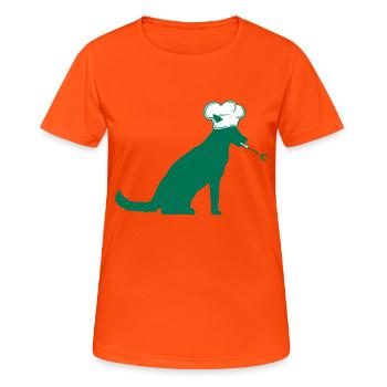 Chien Grill Master Grilling Chef Chapeau, Chef Hunger - T-shirt respirant Femme - orange néon - Devant - AI Model Female 172 dark (172cm)