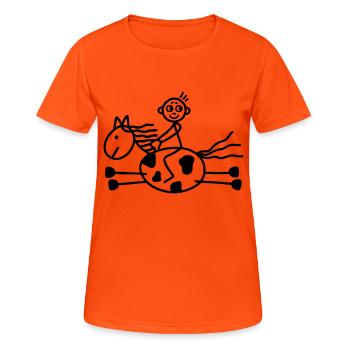 Reiter - Westernreiten - Frauen T-Shirt atmungsaktiv - Neonorange - Vorne - AI Model Female 172 dark (172cm)
