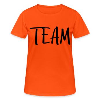 équipe - T-shirt respirant Femme - orange néon - Devant - AI Model Female 172 dark (172cm)