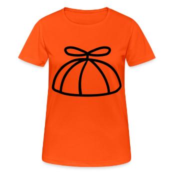 Chapeau d’éolienne capuchon d’hélice coloré - T-shirt respirant Femme - orange néon - Devant - AI Model Female 172 dark (172cm)