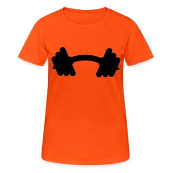 hantel - Frauen T-Shirt atmungsaktiv - Neonorange - Vorne - AI Model Female 172 dark (172cm)
