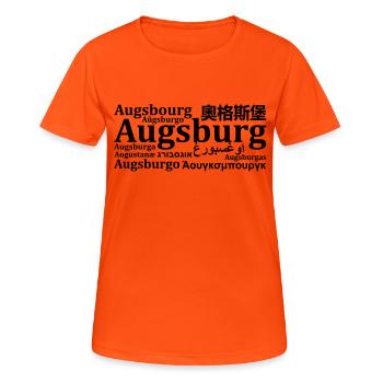 Augsburg tagcloud - T-shirt respirant Femme - orange néon - Devant - AI Model Female 172 dark (172cm)