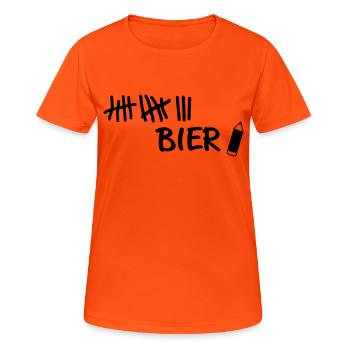 Striche - Bier Stift - Frauen T-Shirt atmungsaktiv - Neonorange - Vorne - AI Model Female 172 dark (172cm)