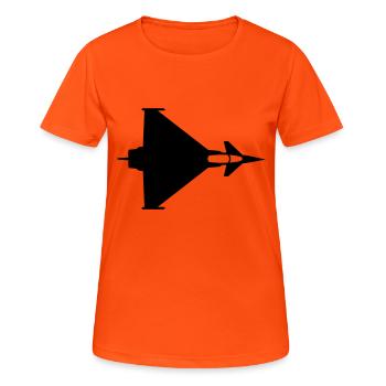 eurofighter_oben - Frauen T-Shirt atmungsaktiv - Neonorange - Vorne - AI Model Female 172 dark (172cm)