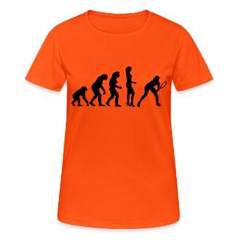 evolution_female_tennis_a_1c - Frauen T-Shirt atmungsaktiv - Neonorange - Vorne - AI Model Female 172 dark (172cm)