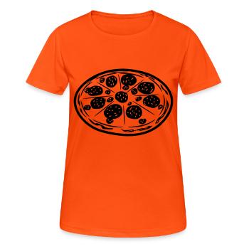 fast food pizza - Frauen T-Shirt atmungsaktiv - Neonorange - Vorne - AI Model Female 172 dark (172cm)