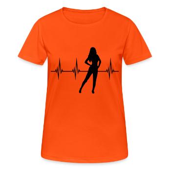 Herzschlag Hot Girl - Frauen T-Shirt atmungsaktiv - Neonorange - Vorne - AI Model Female 172 dark (172cm)