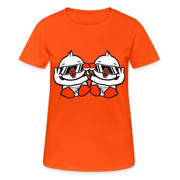 2 oiseaux bébé enfant hochet couche lunettes de soleil paix - T-shirt respirant Femme - orange néon - Devant - AI Model Female 172 dark (172cm)