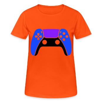 Manette de jeu Gamer - T-shirt respirant Femme - orange néon - Devant - AI Model Female 172 dark (172cm)