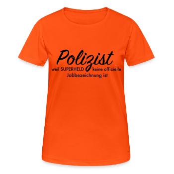 Polizist - Frauen T-Shirt atmungsaktiv - Neonorange - Vorne - AI Model Female 172 dark (172cm)