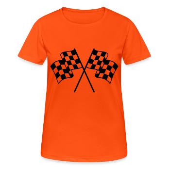Zielflaggen 1 farbe - Frauen T-Shirt atmungsaktiv - Neonorange - Vorne - AI Model Female 172 dark (172cm)