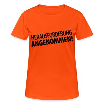Herausforderung angenommen (dh) - Frauen T-Shirt atmungsaktiv - Neonorange - Vorne - AI Model Female 172 dark (172cm)