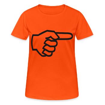 Zeigefinger rechts - Frauen T-Shirt atmungsaktiv - Neonorange - Vorne - AI Model Female 172 dark (172cm)