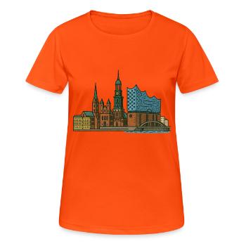 Horizon de Hambourg - T-shirt respirant Femme - orange néon - Devant - AI Model Female 172 dark (172cm)