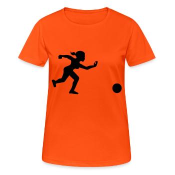 joueuse de bowling lance sa boule - T-shirt respirant Femme - orange néon - Devant - AI Model Female 172 dark (172cm)