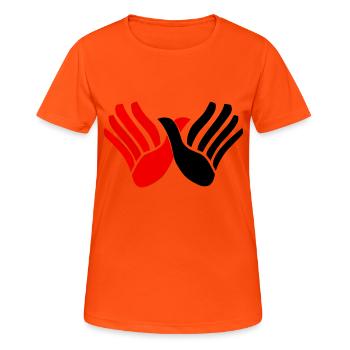 Albania Hands Red and Black - T-shirt respirant Femme - orange néon - Devant - AI Model Female 172 dark (172cm)