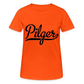 Pilger - Frauen T-Shirt atmungsaktiv - Neonorange - Vorne - AI Model Female 172 dark (172cm)