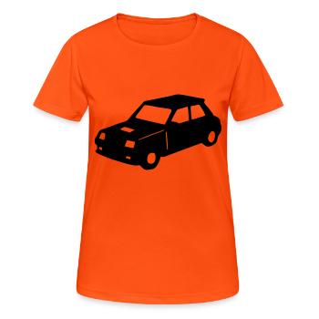 R5 voiture de course - T-shirt respirant Femme - orange néon - Devant - AI Model Female 172 dark (172cm)
