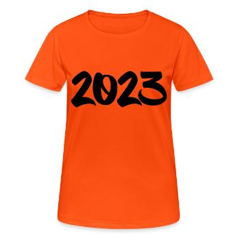 2023 - Women's Breathable T-Shirt - neon orange - Front - AI Model Female 172 dark (172cm)