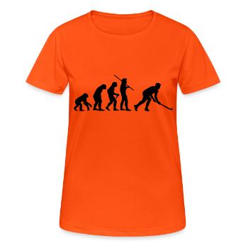 Evolution Hockey 2 - Frauen T-Shirt atmungsaktiv - Neonorange - Vorne - AI Model Female 172 dark (172cm)