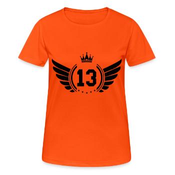 Wappen 13 - Frauen T-Shirt atmungsaktiv - Neonorange - Vorne - AI Model Female 172 dark (172cm)