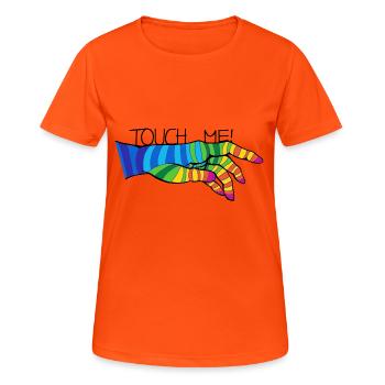 TOUCH ME! - Women's Breathable T-Shirt - neon orange - Front - AI Model Female 172 dark (172cm)