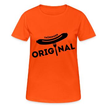 Thuringe origine - T-shirt respirant Femme - orange néon - Devant - AI Model Female 172 dark (172cm)