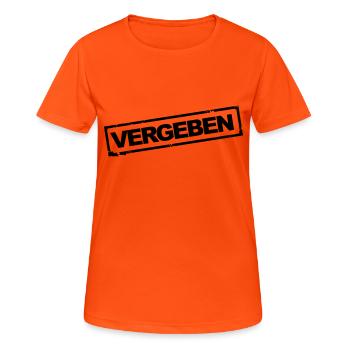 Vergeben - Frauen T-Shirt atmungsaktiv - Neonorange - Vorne - AI Model Female 172 dark (172cm)