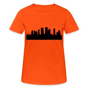 Skyscraper city - Women's Breathable T-Shirt - neon orange - Front - AI Model Female 172 dark (172cm)