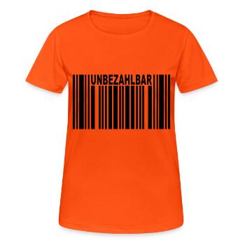unbezahlbar barcode - Frauen T-Shirt atmungsaktiv - Neonorange - Vorne - AI Model Female 172 dark (172cm)