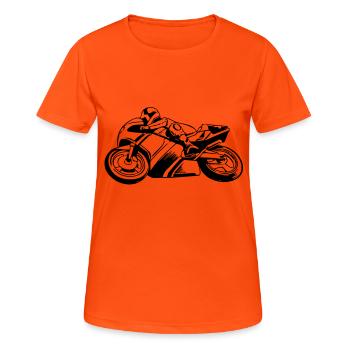 Superbike - Frauen T-Shirt atmungsaktiv - Neonorange - Vorne - AI Model Female 172 dark (172cm)