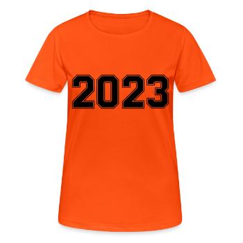 2023 - Women's Breathable T-Shirt - neon orange - Front - AI Model Female 172 dark (172cm)