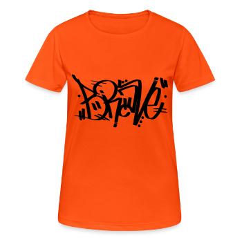 Mutig - Graffiti - Frauen T-Shirt atmungsaktiv - Neonorange - Vorne - AI Model Female 172 dark (172cm)