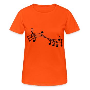 music note - Women's Breathable T-Shirt - neon orange - Front - AI Model Female 172 dark (172cm)