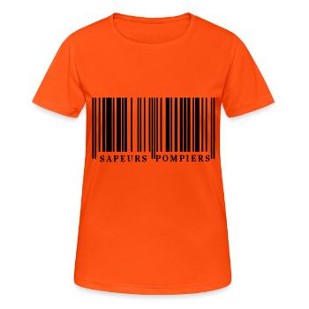 Code Barre SP1 - T-shirt respirant Femme - orange néon - Devant - AI Model Female 172 dark (172cm)