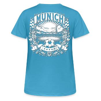 Munich dessine avec le football - T-shirt respirant Femme - bleu saphir - Dos - AI Model Female 172 dark (172cm)