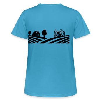 tractor farm - Women's Breathable T-Shirt - sapphire blue - Back - AI Model Female 172 dark (172cm)